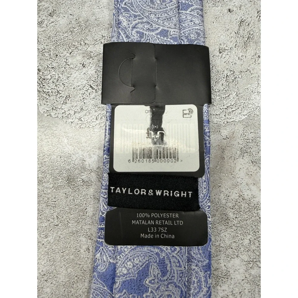 Taylor & Wright Polyester Tie Mens One Size Blue Paisley‎ Made In China Necktie